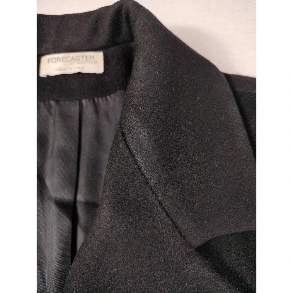 Vintage Forecaster Of Boston Coat Womens Large 11/12 Black Wool Long Overcoat
